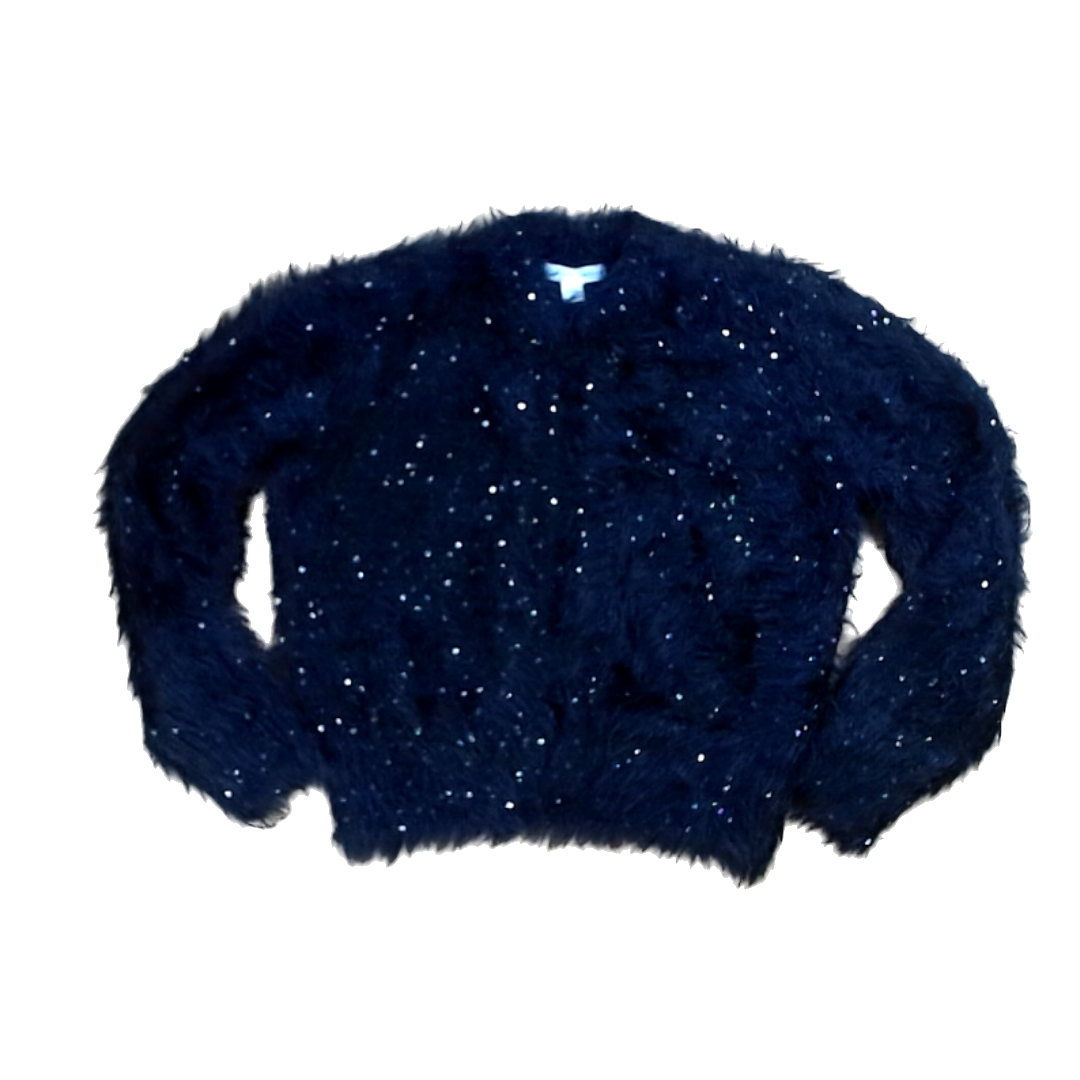 Rockets Of Awesome Girls Black Fluffy | Silver Sequins Sweater Size: 5T Black Fluffy | Silver Sequins