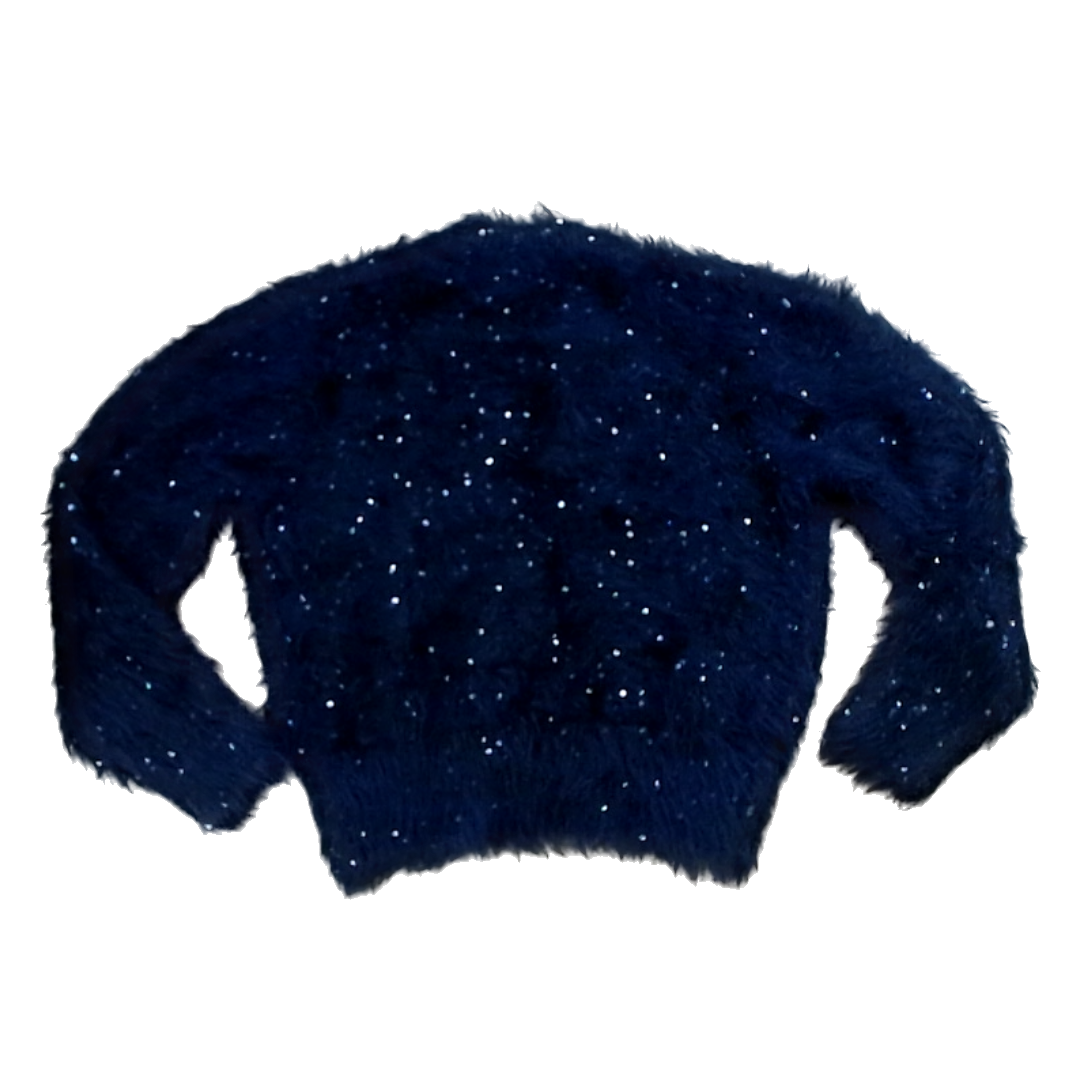 Rockets Of Awesome Girls Black Fluffy | Silver Sequins Sweater Size: 5T Black Fluffy | Silver Sequins
