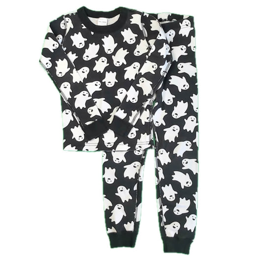 Hanna Andersson Boys Black Ghosts 2-piece Pajamas Size: 6-7 Years Black Ghosts