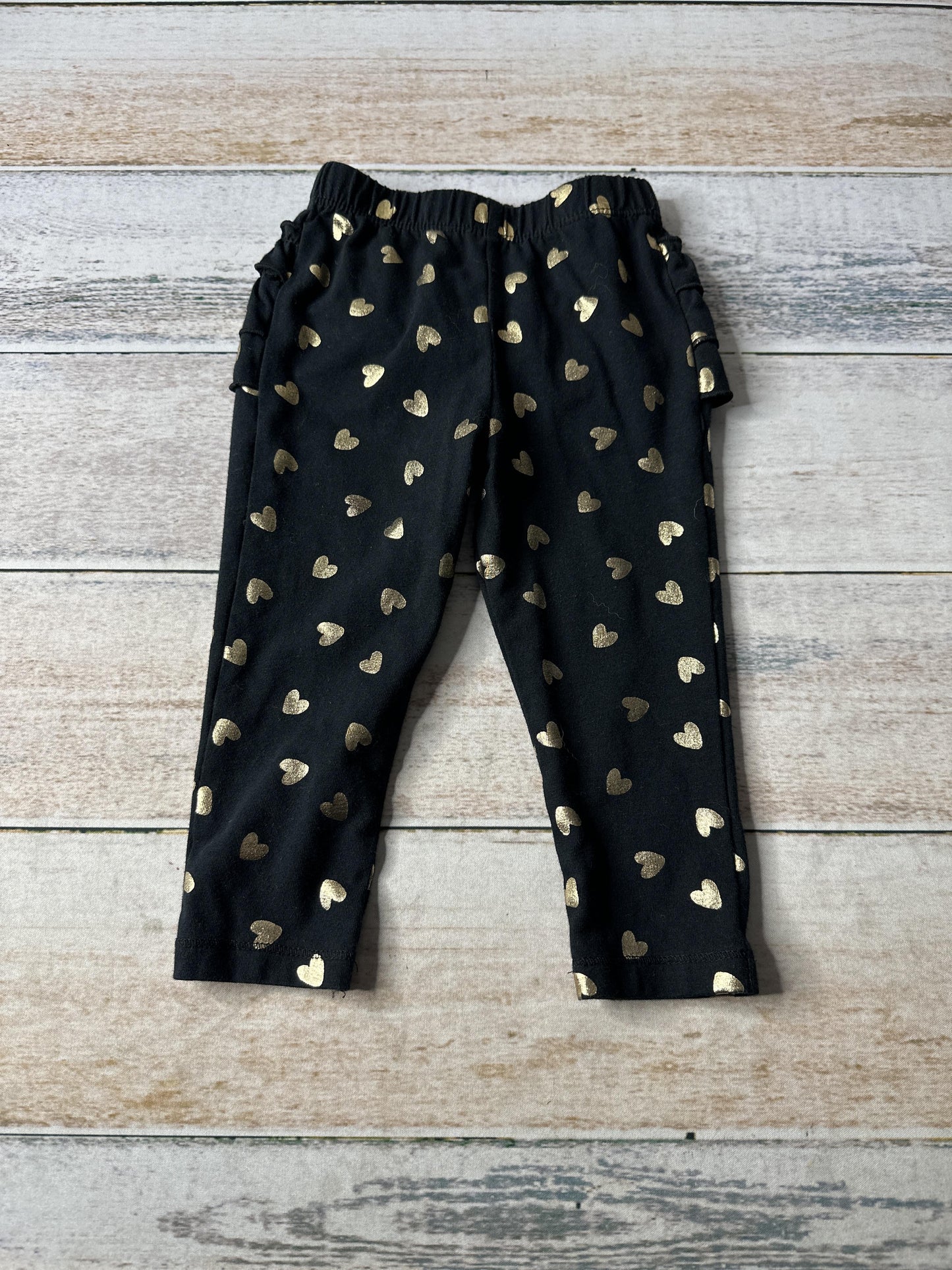 Cat & Jack Girls Black | Gold | Hearts Pants Size: 12 months Black | Gold | Hearts