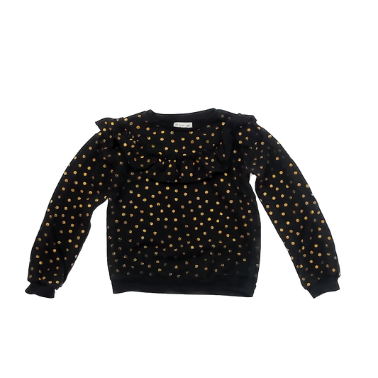 Tucker & Tate Girls Black | Gold Polka Dots Sweatshirt Size: 7 Years Black | Gold Polka Dots
