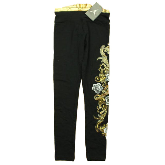 Air Jordan Girls Black | Gold Leggings Size: 10-12 Years