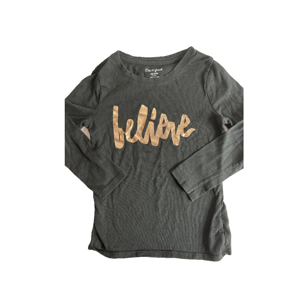 Unisex Black | Gold Long Sleeve T-Shirt Size: 4T Black | Gold