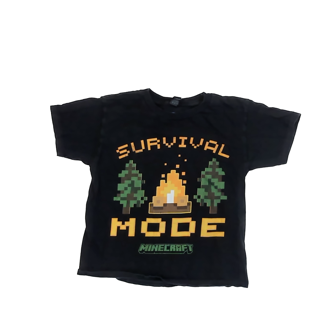 Minecraft Boys Black Graphic T-Shirt Size: Youth Medium Black Graphic