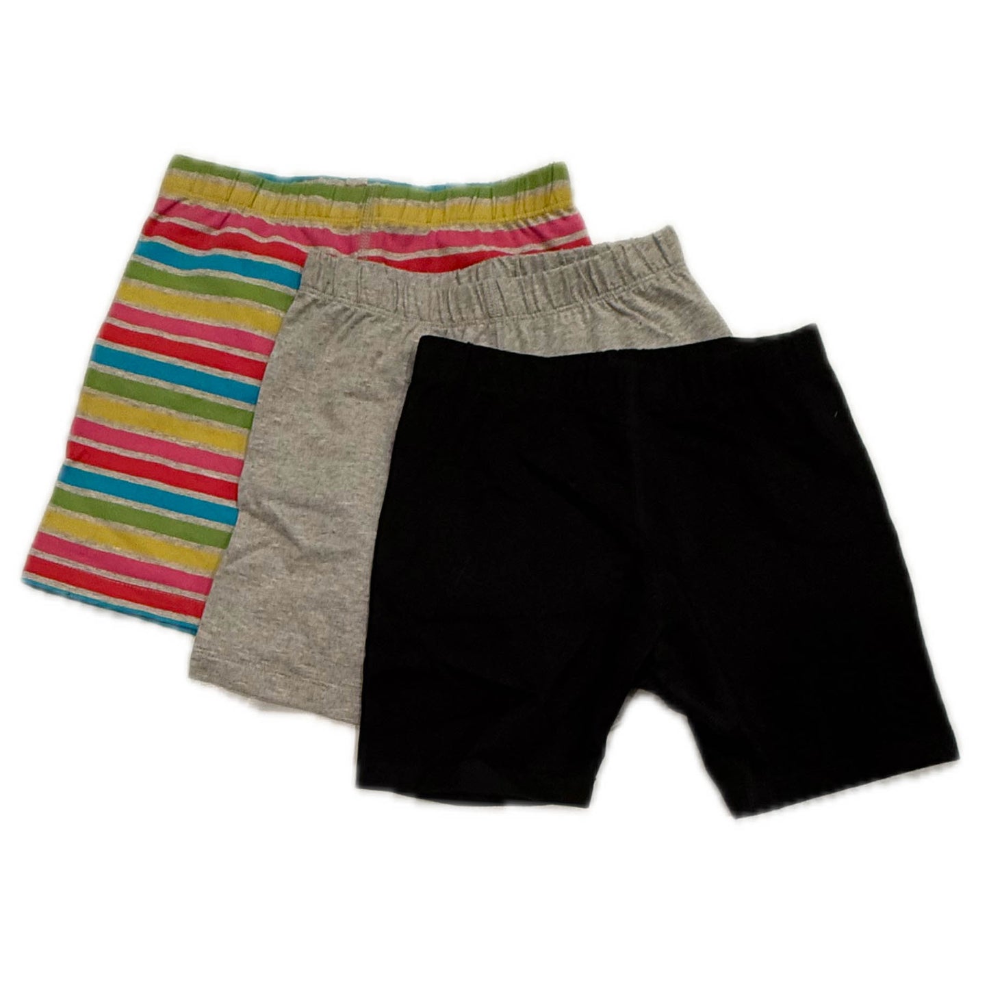 Mightly Girls Black | Gray | Gray Stripe Shorts Size: 6-14 Years Black | Gray | Gray Stripe