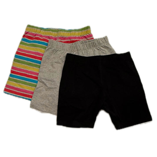 Mightly Girls Black | Gray | Gray Stripe Shorts Size: 6-14 Years Black | Gray | Gray Stripe
