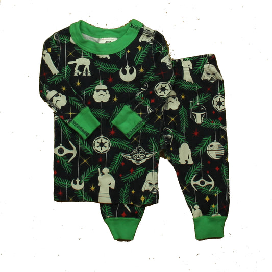 Hanna Andersson Boys Black | Green Star Wars 2-piece Pajamas Size: 3-6 Months