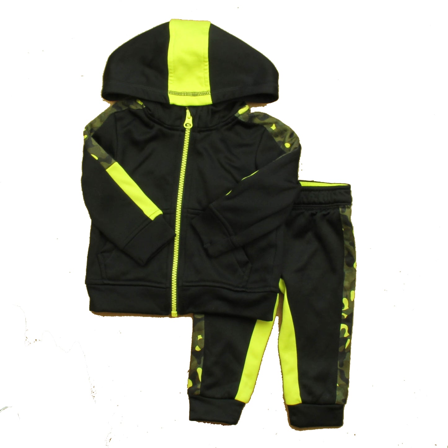 Athletic Works Boys Black | Green Track Suit Size: 6-9 Months Black | Green