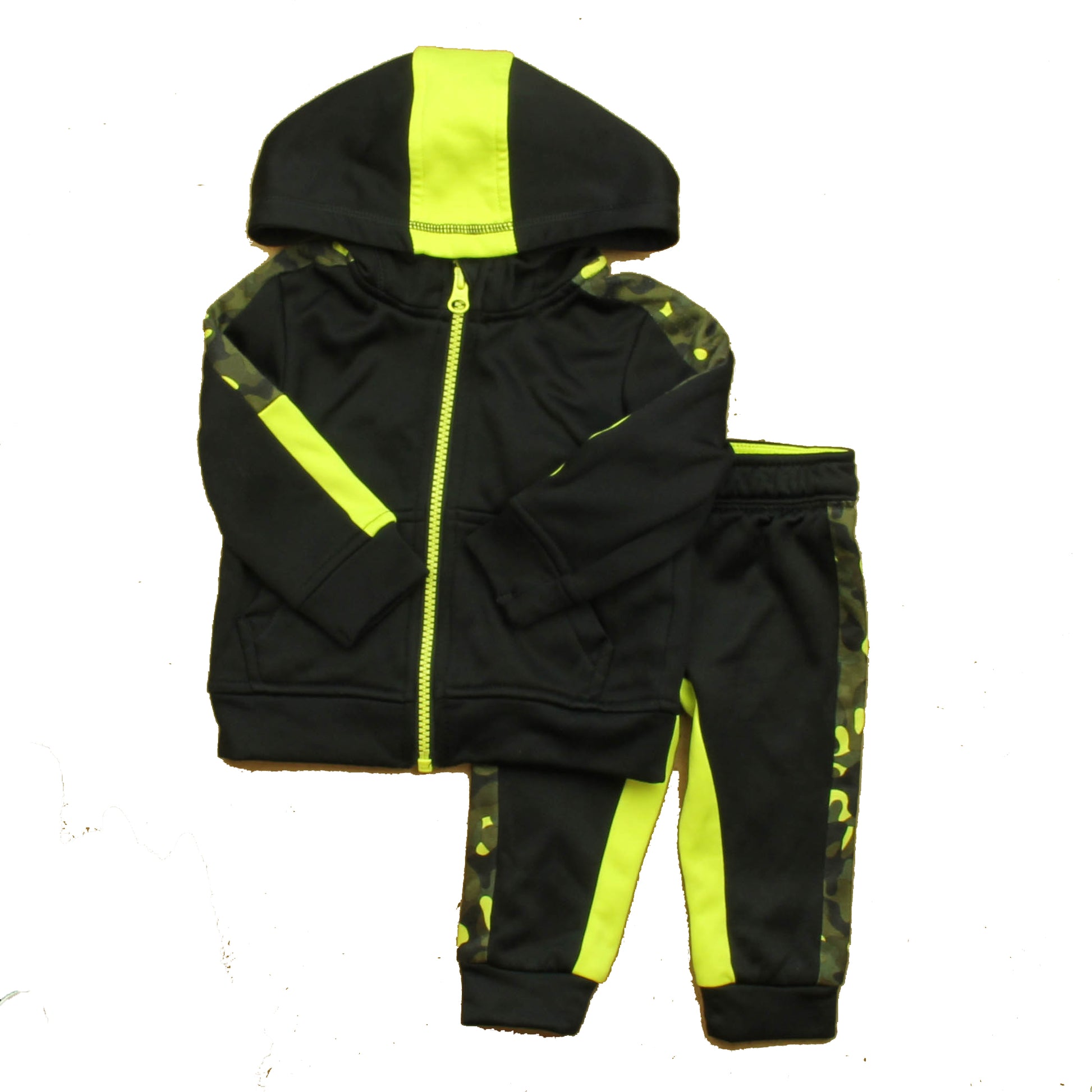 Athletic Works Boys Black | Green Track Suit Size: 6-9 Months Black | Green
