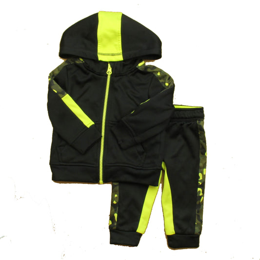 Athletic Works Boys Black | Green Track Suit Size: 6-9 Months Black | Green