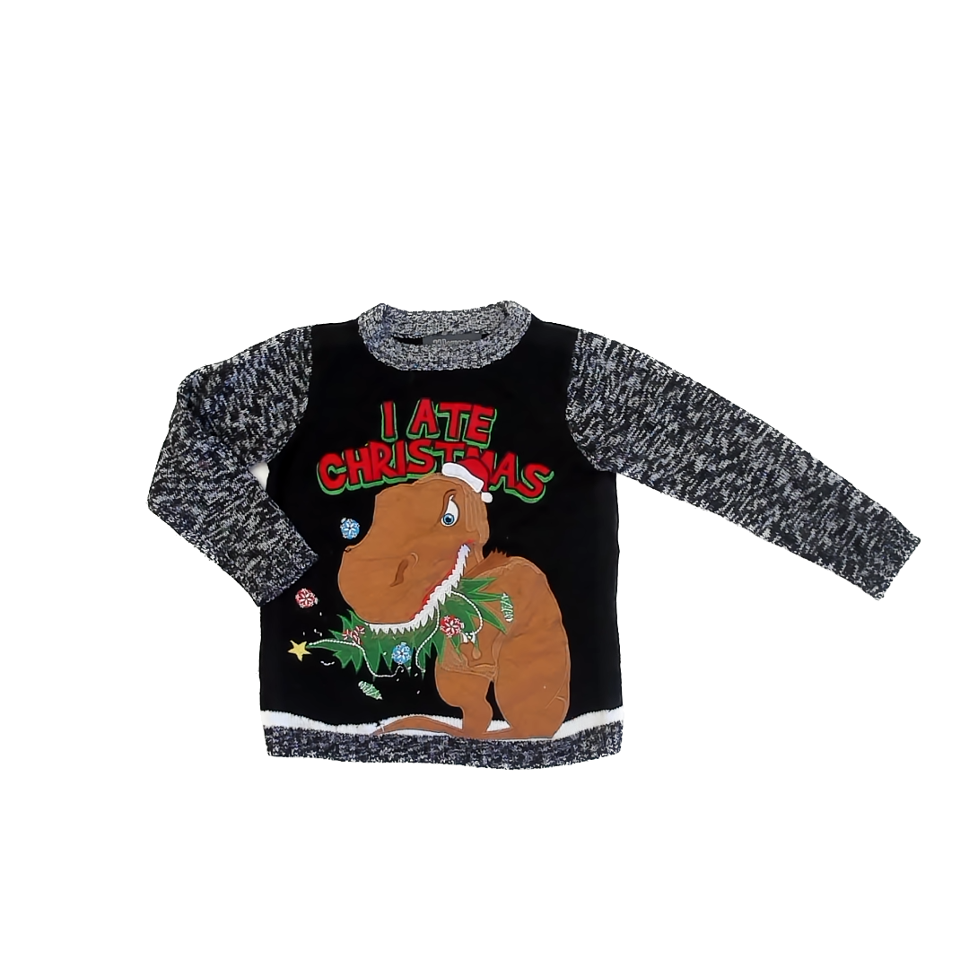 33 Degrees Boys Black | Grey | Dino Sweater Size: XL (7) Black | Grey | Dino