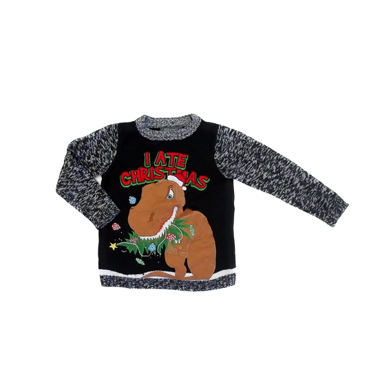 33 Degrees Boys Black | Grey | Dino Sweater Size: XL (7) Black | Grey | Dino
