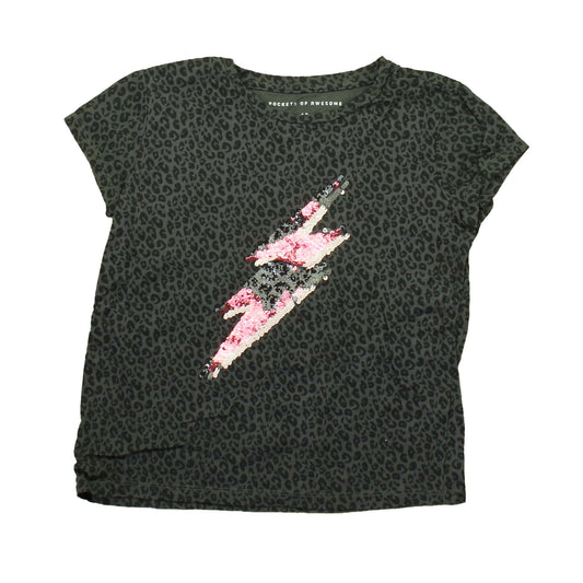 Rockets Of Awesome Girls Black | Grey | Pink | Sequins T-Shirt Size: 10 Years