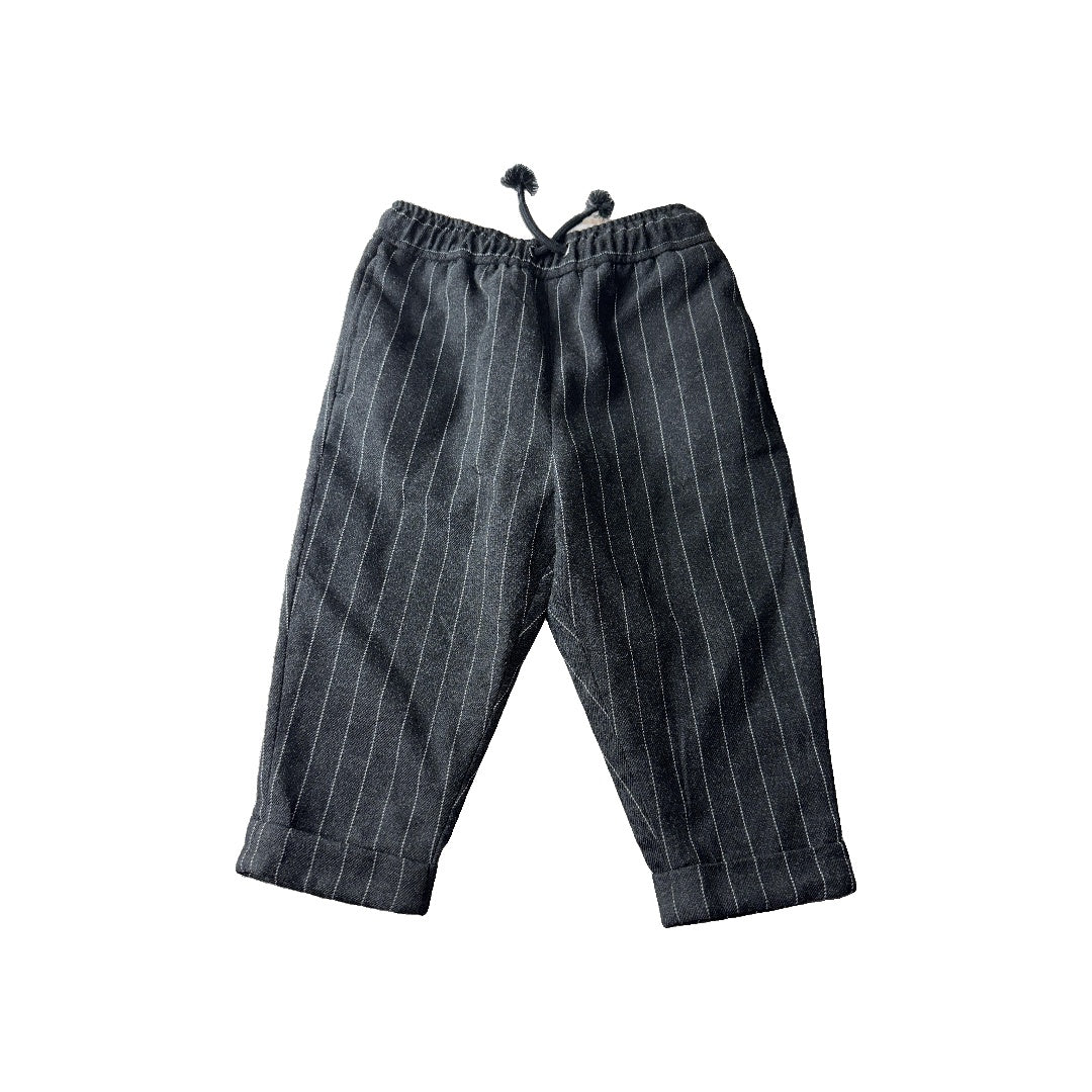 Open Edit Unisex Black | Grey | Stripe Pants Size: 2T Black | Grey | Stripe