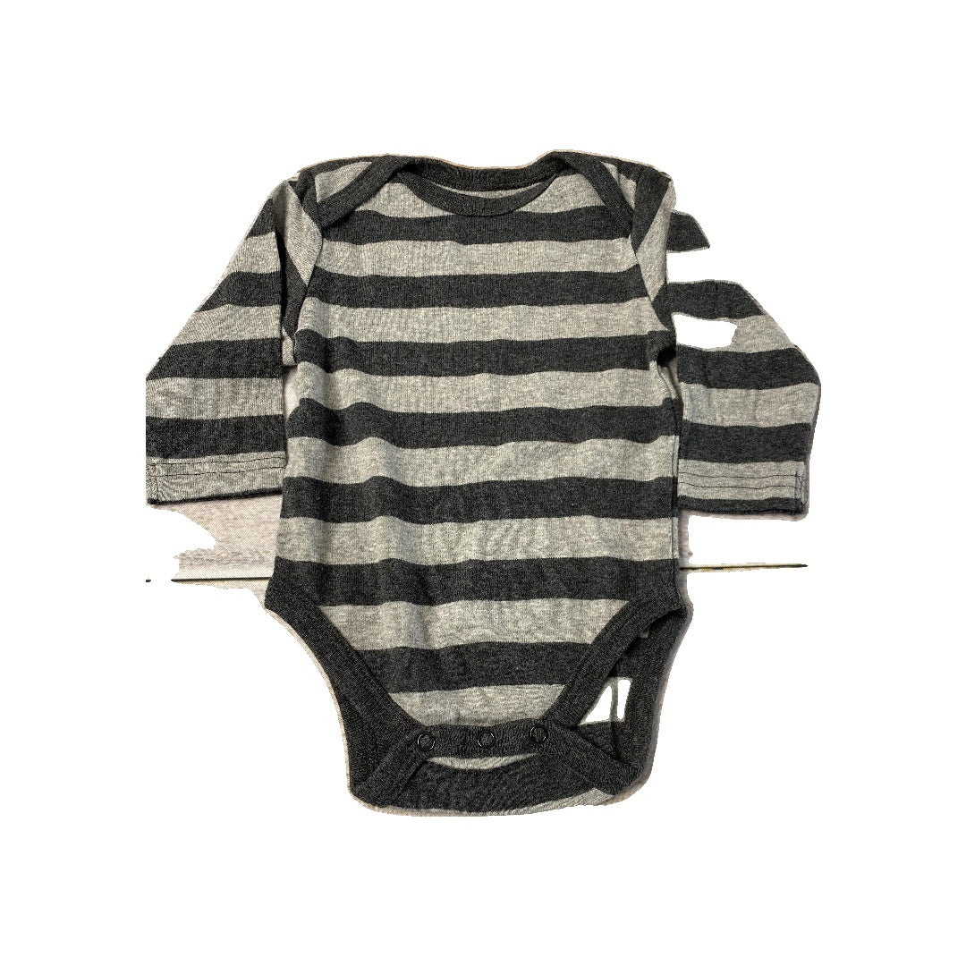 Leveret Unisex Black | Grey | Stripe Onesie Size: 3-6 months Black | Grey | Stripe