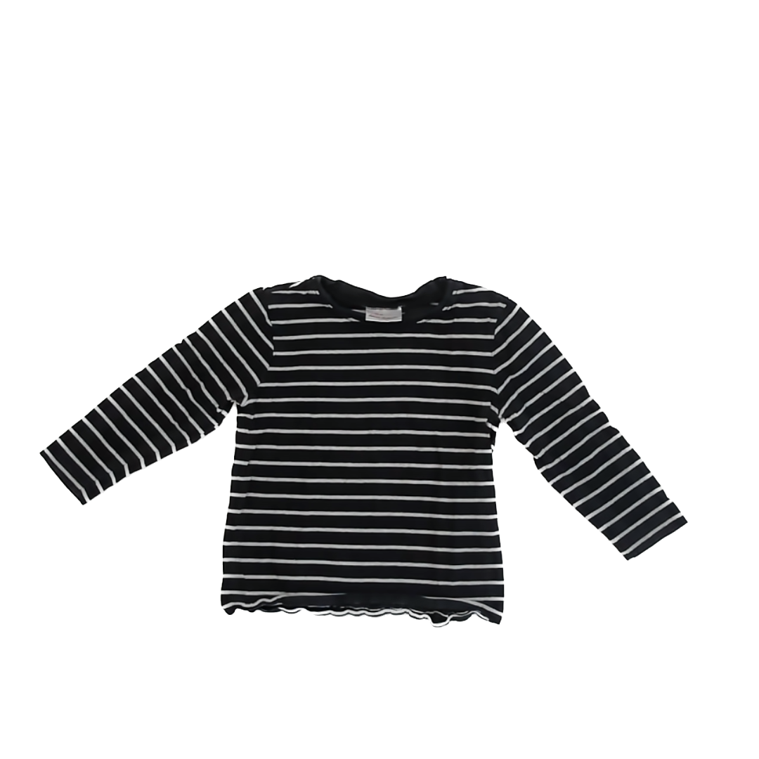 Hanna Andersson Boys Black | Grey Stripe Long Sleeve T-Shirt Size: 3T Black | Grey Stripe
