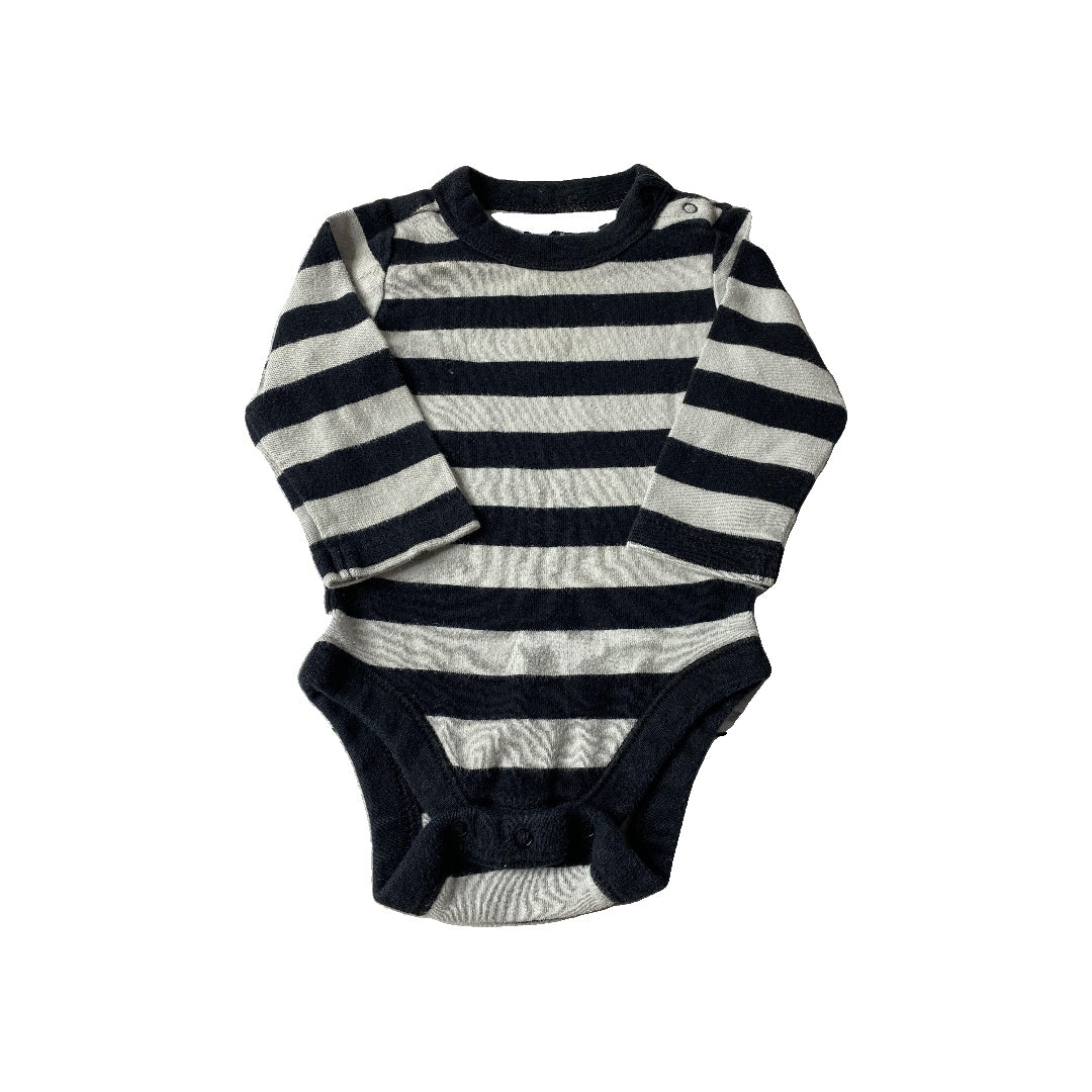 Old Navy Boys Black | Grey | Striped Onesie Size: 3-6 months Black | Grey | Striped