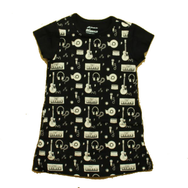 Mightly Girls Black Guitars Dress Size: 2-5T Black Guitars
