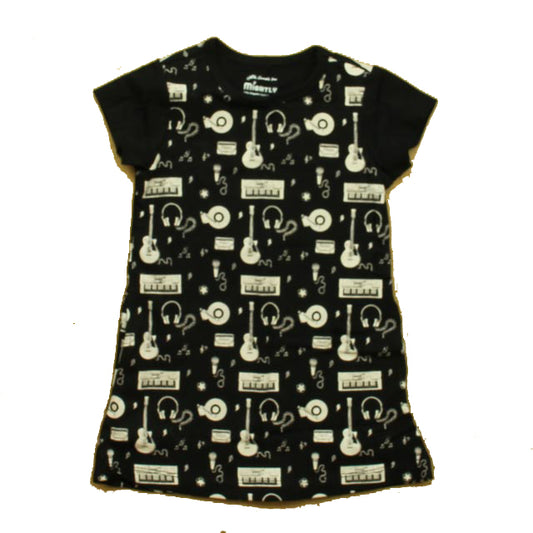 Mightly Girls Black Guitars Dress Size: 2-5T Black Guitars