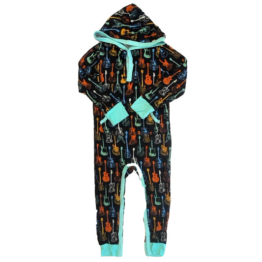 Dream Jamms Boys Black Guitars 1-piece Non-footed Pajamas Size: 2T Black Guitars