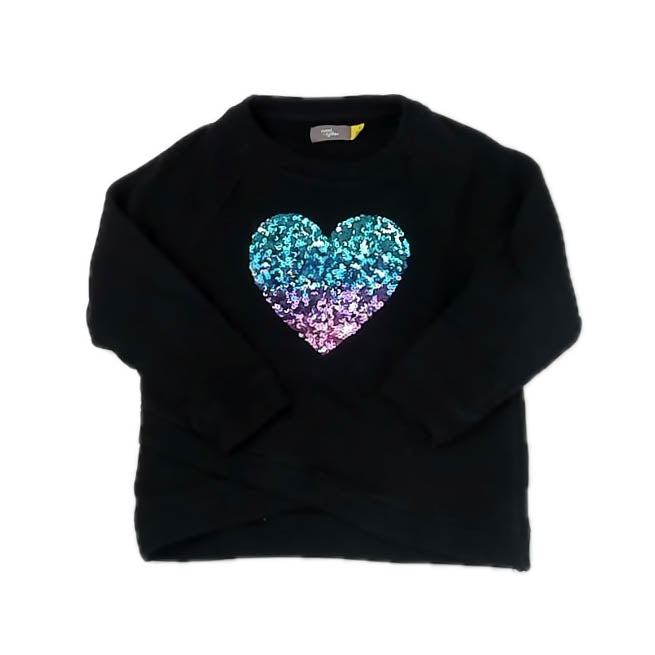 Rumi + Ryder Girls Black Heart Sweatshirt Size: 6-7 Years Black Heart
