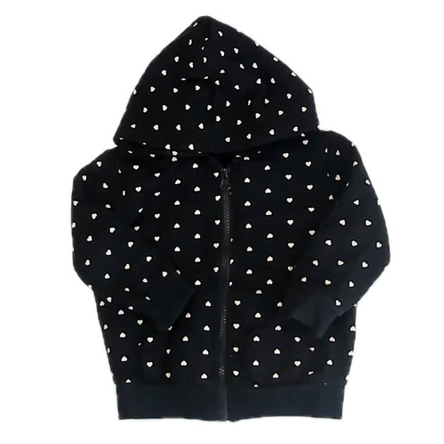 Benetton Girls Black Hearts Hoodie Size: 12-18 Months Black Hearts