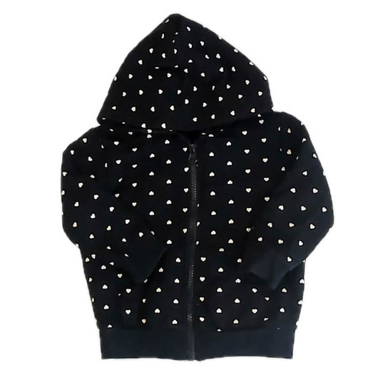 Benetton Girls Black Hearts Hoodie Size: 12-18 Months Black Hearts