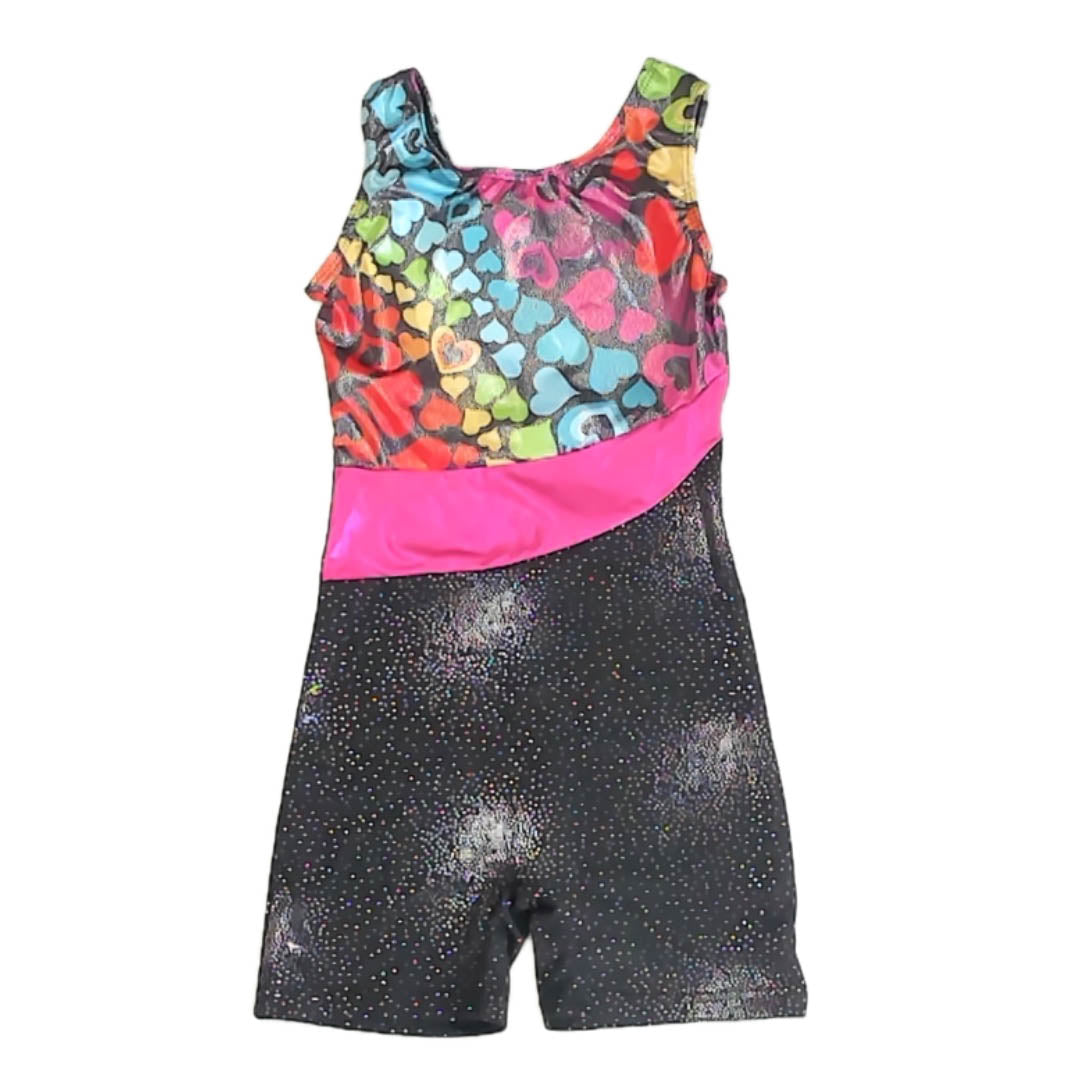 Unknown Brand Girls Black Hearts Leotard Size: 6 Years Black Hearts