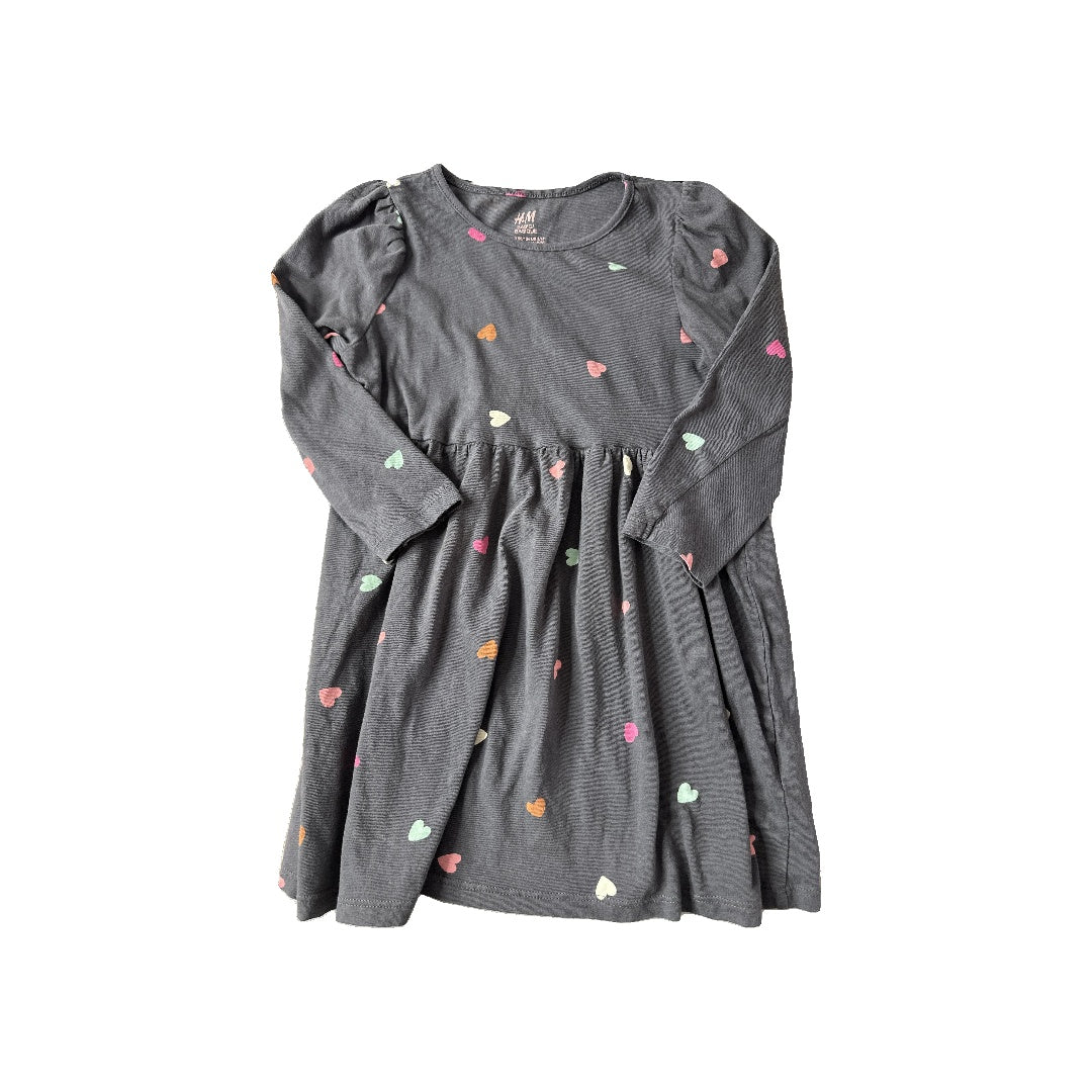 H&M Girls Black | Hearts Dress Size: 3T Black | Hearts