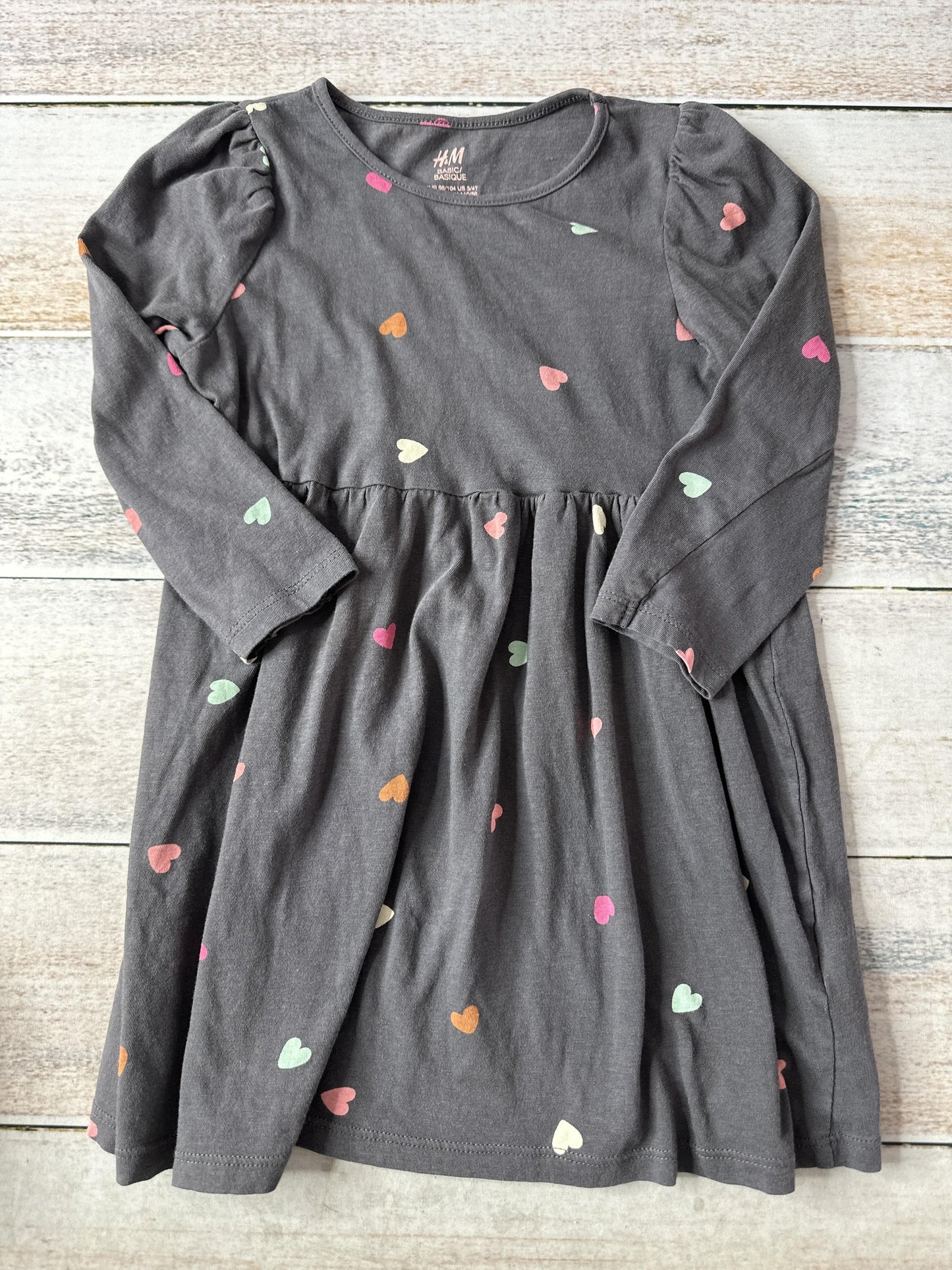 H&M Girls Black | Hearts Dress Size: 3T Black | Hearts