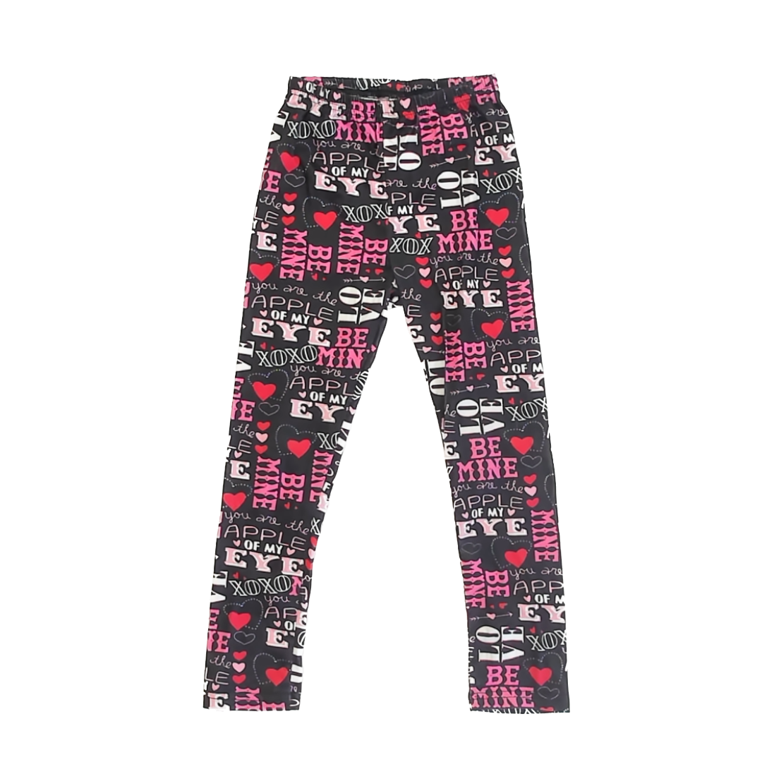 Unique Baby Girls Black Hearts Leggings Size: 7 Years Black Hearts