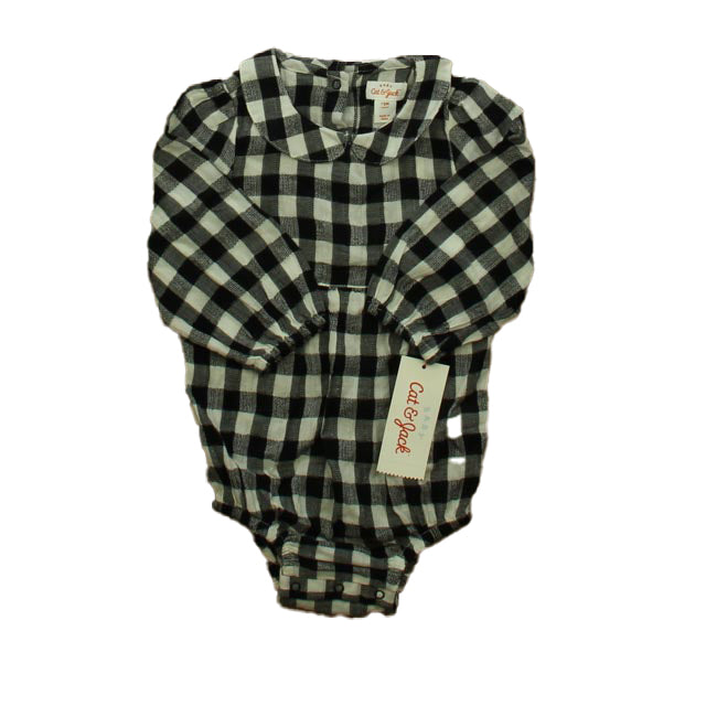 Cat & Jack Girls Black | Ivory Check Romper Size: 12 Months