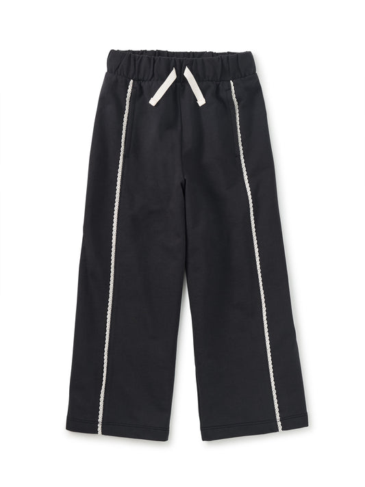 Tea Collection Girls Black | Ivory Lace Trime Casual Pants Size: 5T Black | Ivory Lace Trime