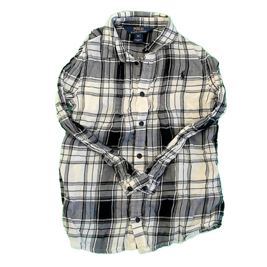 Ralph Lauren Girls Black | Ivory Plaid Blouse Size: 6 Years Black | Ivory Plaid