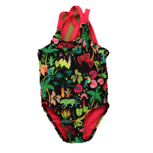 Cat & Jack Girls Black Jungle 1-piece Swimsuit Size: 2T