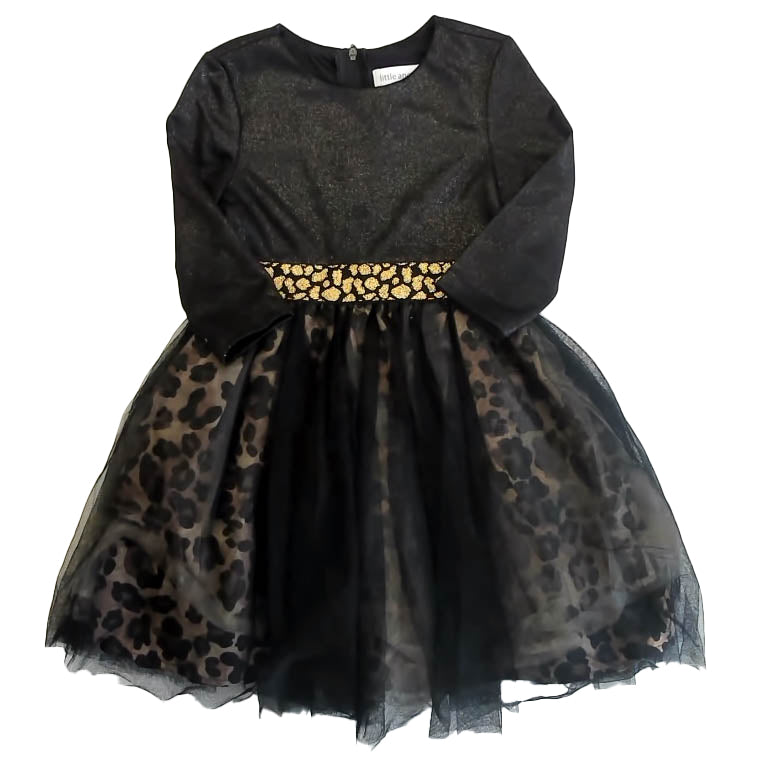 Little Angels by US Angels Girls Black Leopard Dress Size: 4T Black Leopard