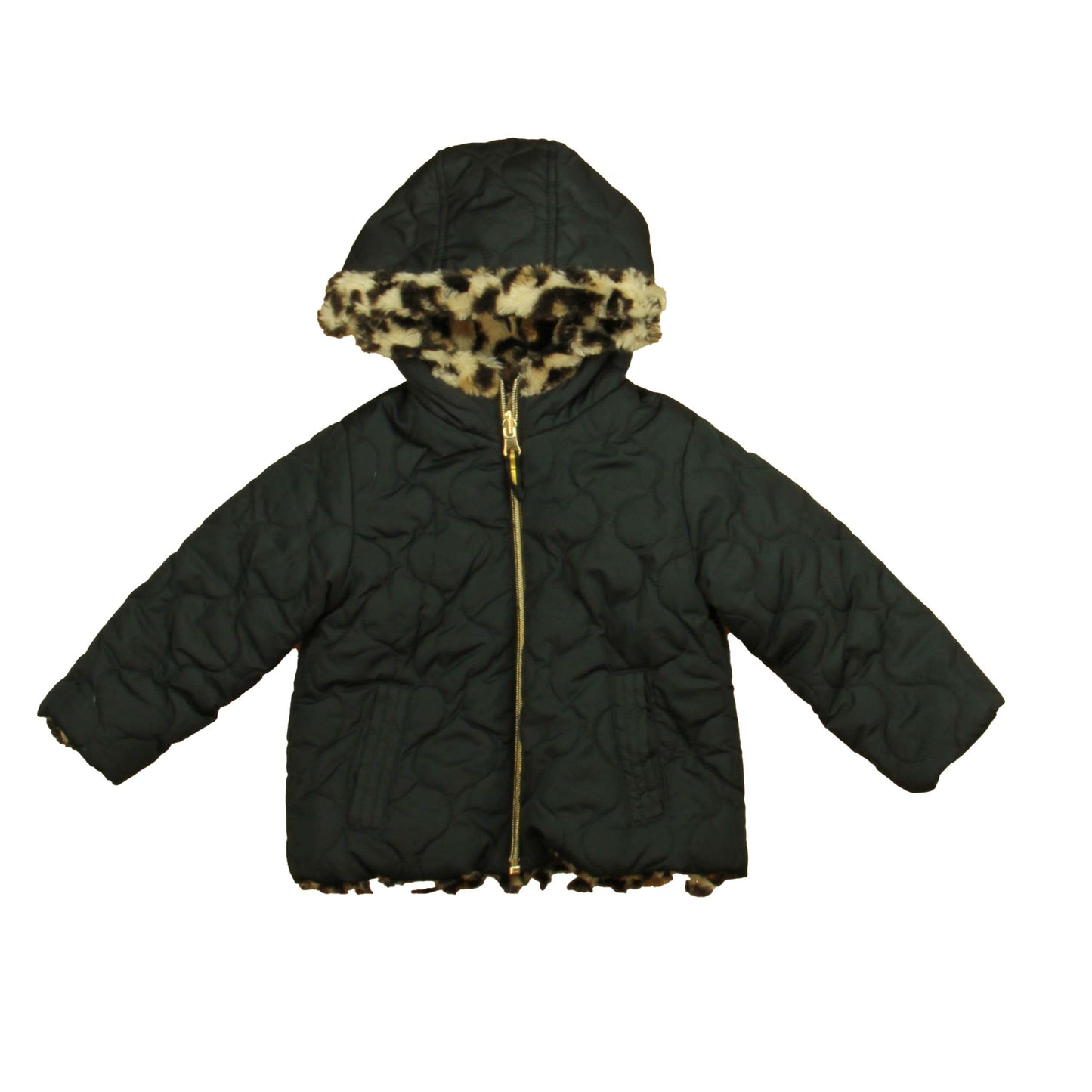 Pistachio Girls Black Leopard Winter Coat Size: 2T Black Leopard