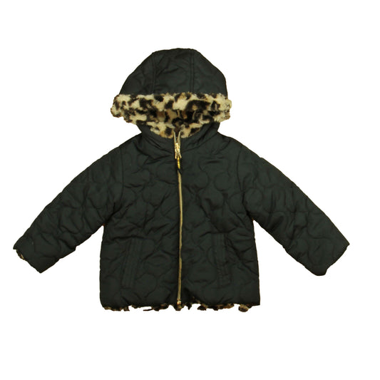 Pistachio Girls Black Leopard Winter Coat Size: 2T Black Leopard