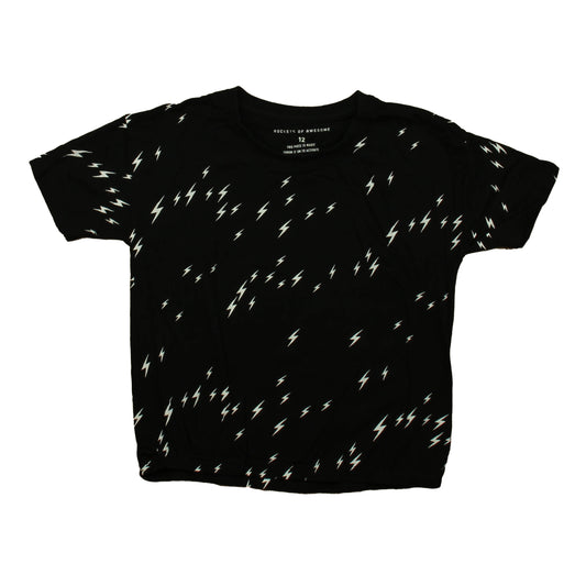 Rockets Of Awesome Girls Black | Lightning Bolts T-Shirt Size: 12 Years