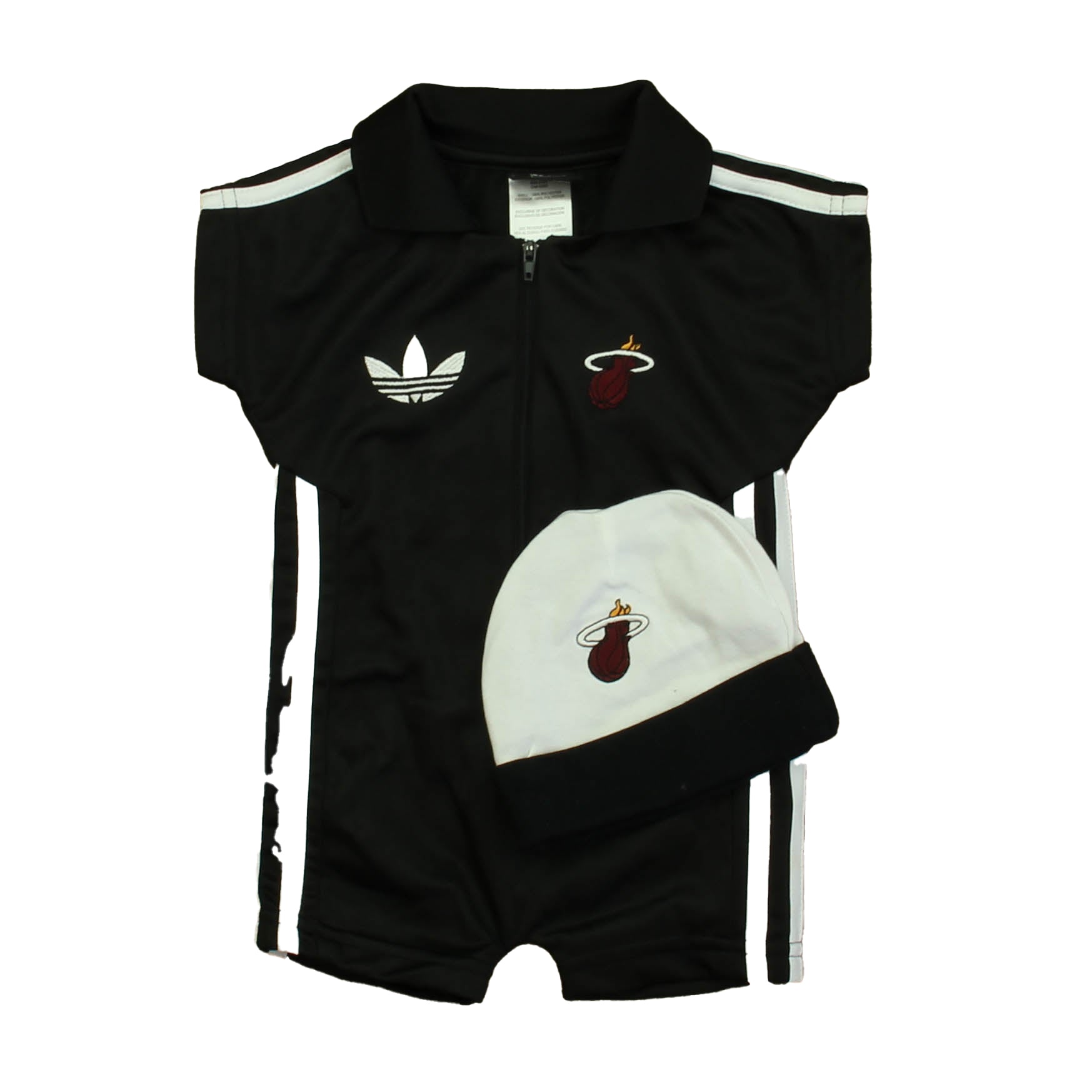 Adidas Girls Black Miami Heat Romper Size: 6-9 Months Black Miami Heat