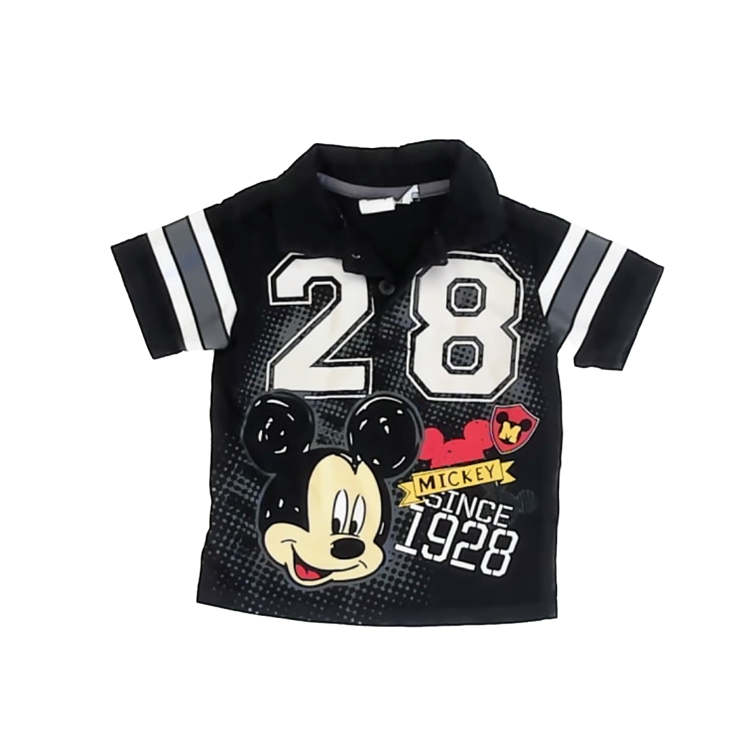 Disney Boys Black Mickey Polo Shirt Size: 24 Months Black Mickey