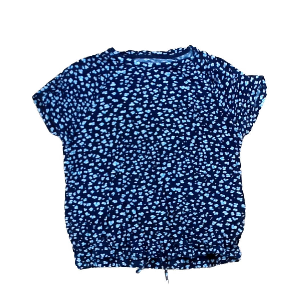 Rockets Of Awesome Girls Black | Mini Blue and White Flowers Short Sleeve Shirt Size: 8-10 Years Black | Mini Blue and White Flowers