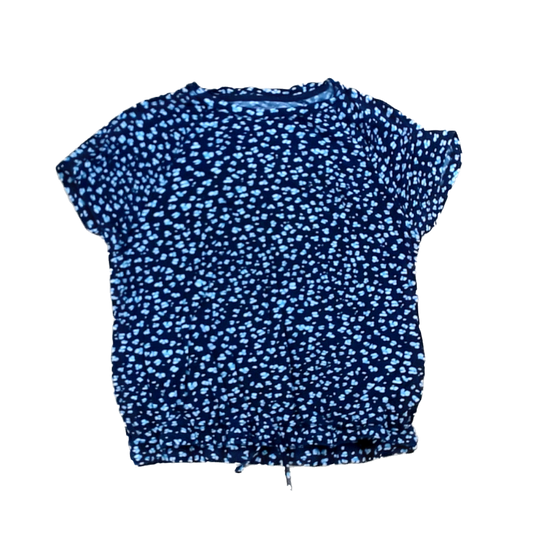 Rockets Of Awesome Girls Black | Mini Blue and White Flowers Short Sleeve Shirt Size: 8-10 Years Black | Mini Blue and White Flowers
