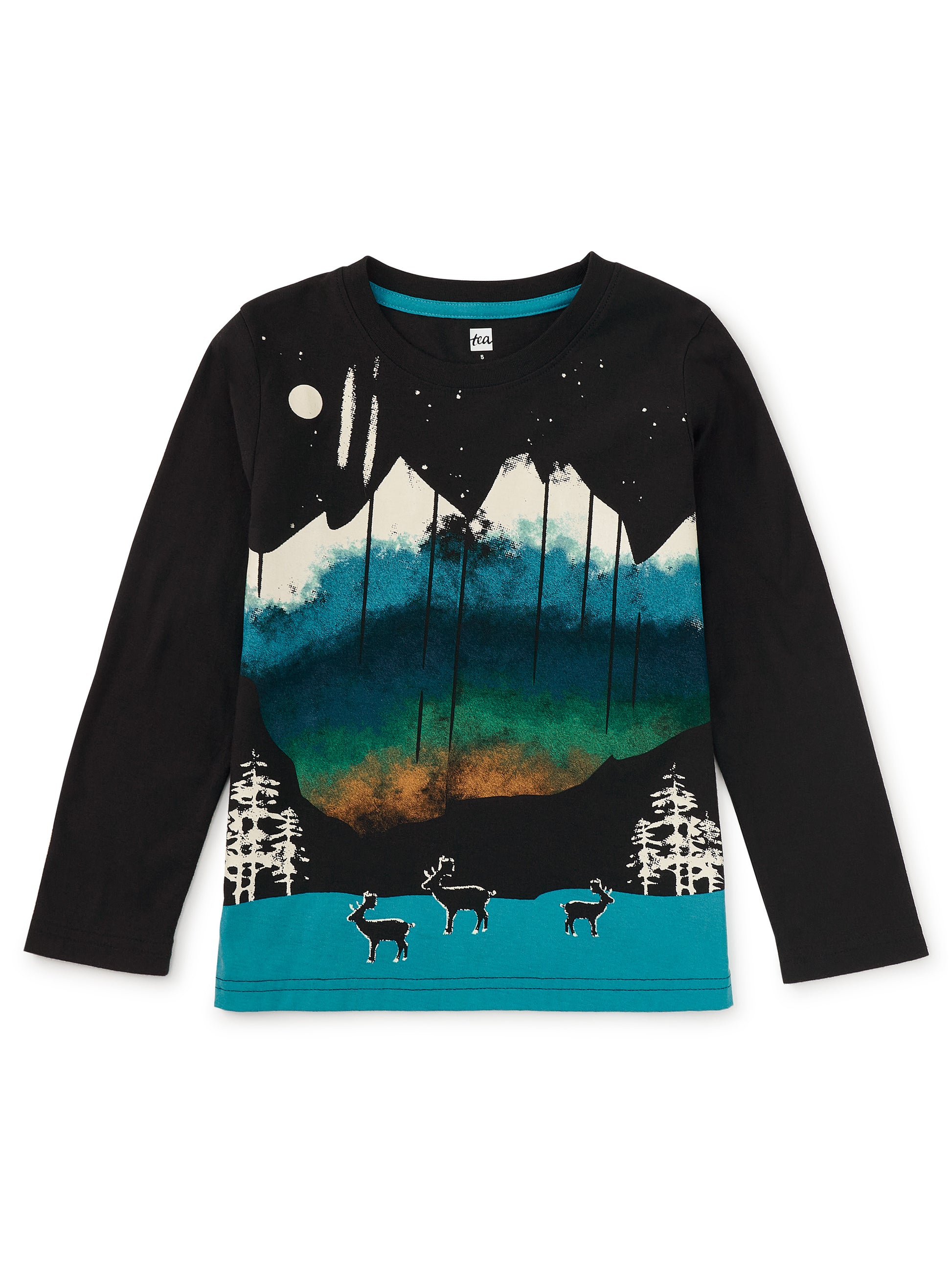 Tea Collection Boys Black Mountains Long Sleeve T-Shirt Size: 5T Black Mountains