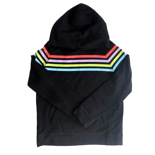 Rockets Of Awesome Girls Black | Multi Color Stripes Hoodie Size: 10 years Black | Multi Color Stripes