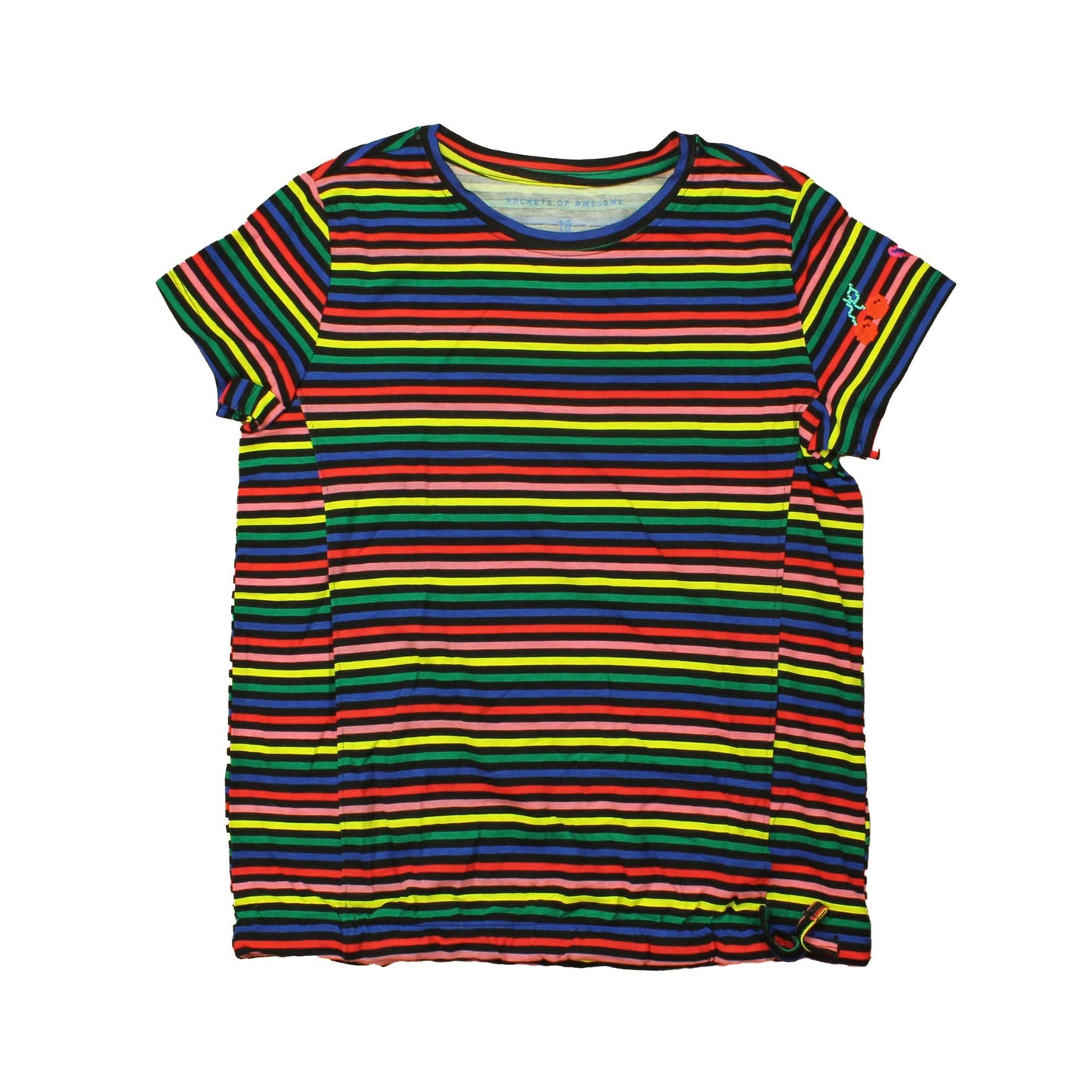 Rockets Of Awesome Girls Black | Multi Stripes T-Shirt Size: 10 Years