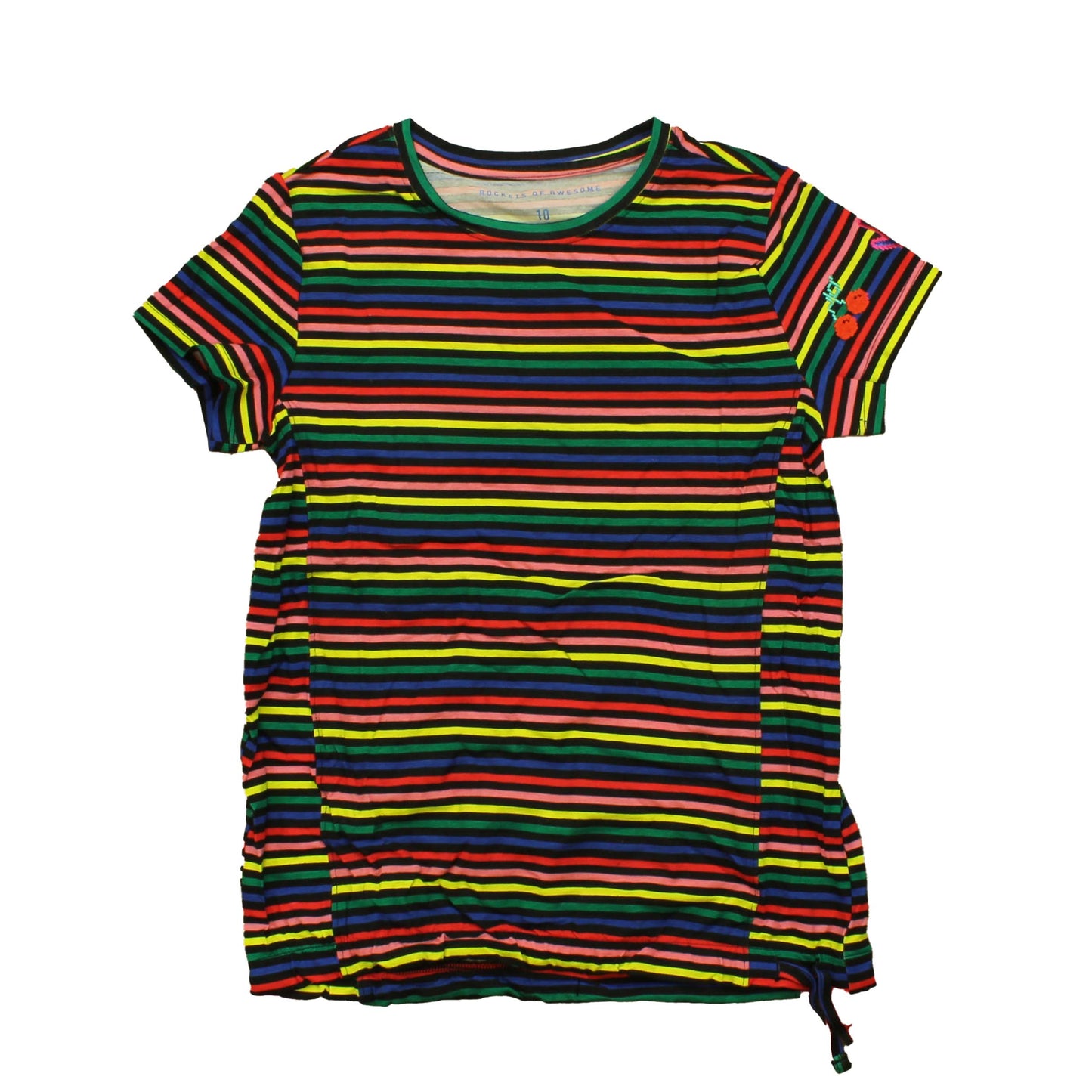 Rockets Of Awesome Girls Black | Multi | Stripes T-Shirt Size: 10 Years