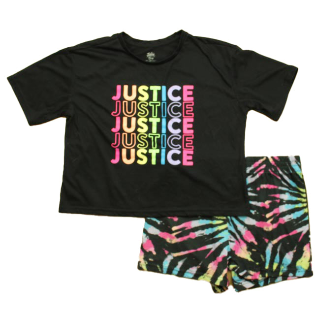 Justice Girls Black Multi 2-piece Pajamas Size: 12-14 Years