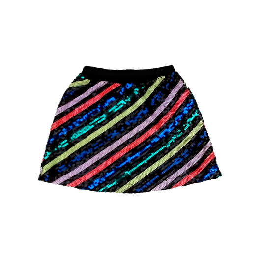 Rockets Of Awesome Girls black / Neon Sequin Stripes Skirt Size: 8 Years black / Neon Sequin Stripes