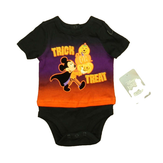 Disney Boys Black | Orange Mickey Onesie Size: 0-3 Months Black | Orange Mickey
